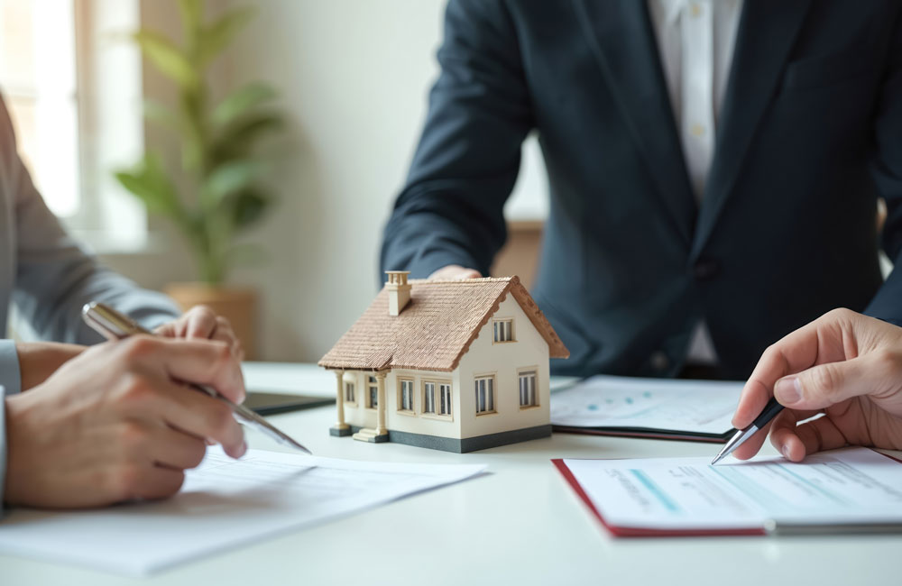 home-paper-work-1000x650-1 A model home on a table with a contract on the table